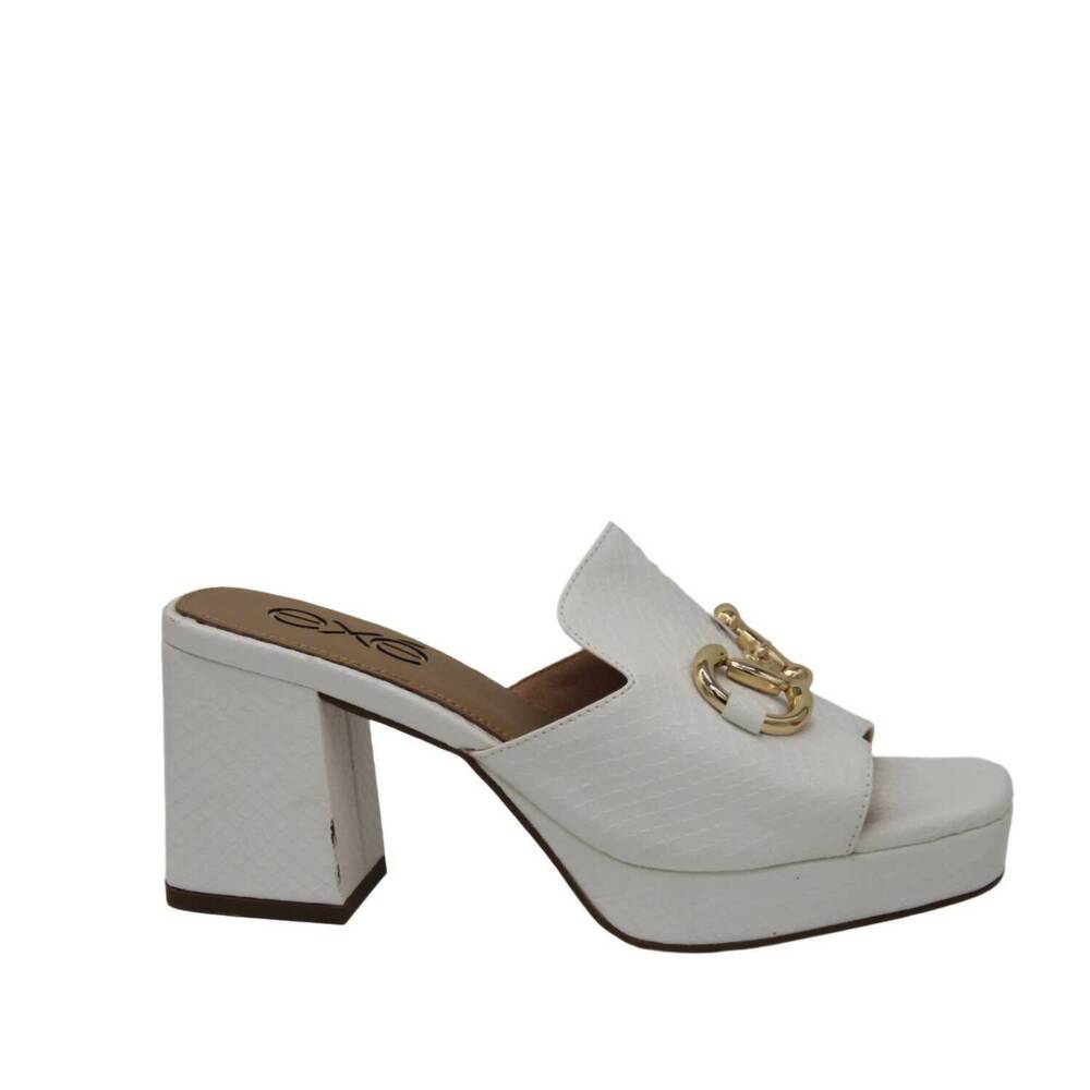 NEW EXE women's lina chunk heel sandal in white snake